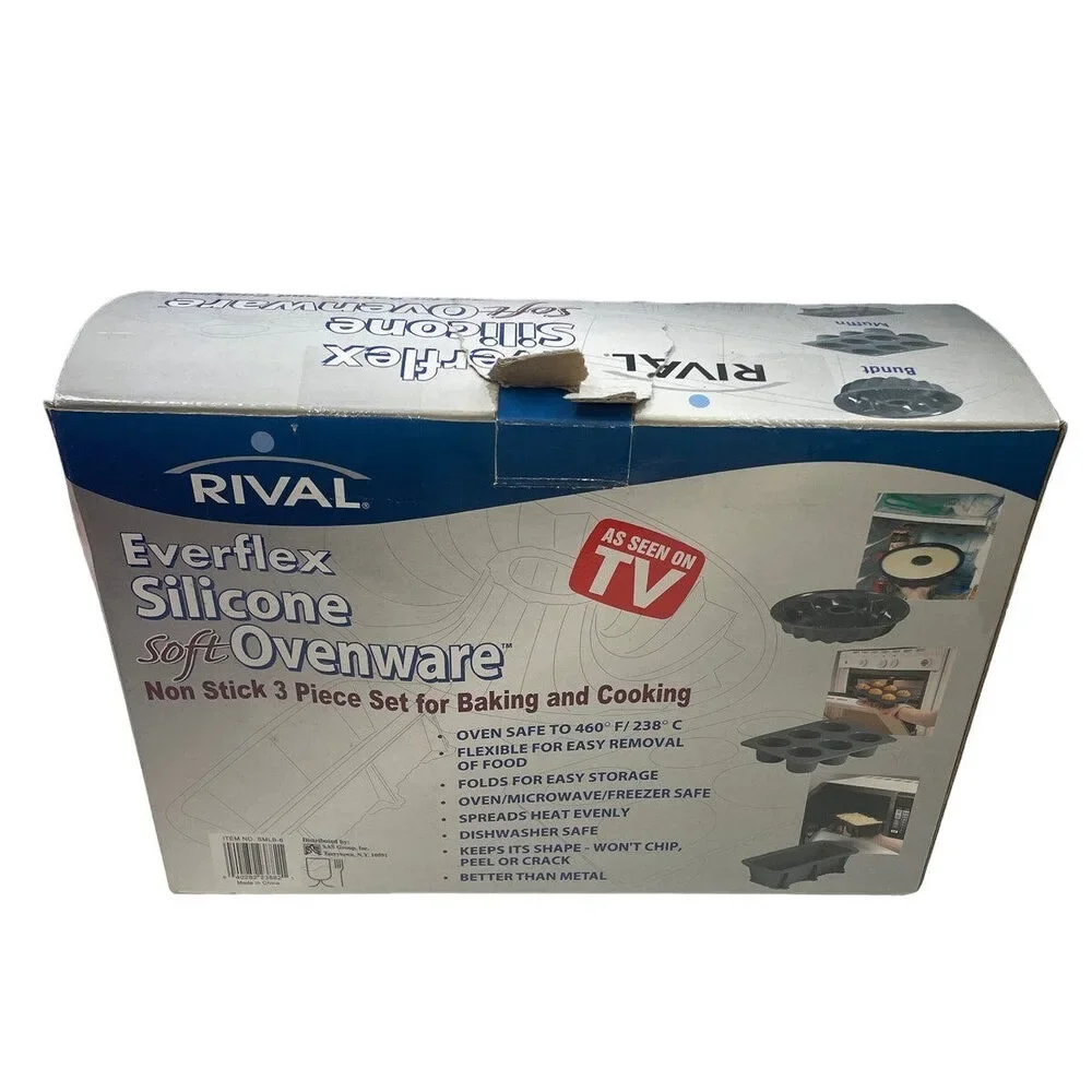 New In Box Rival As Seen On TV Silicone Soft Non Stick 3 Piece Baking Ovenware